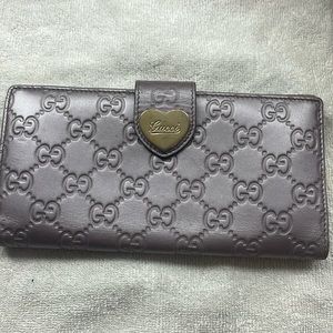 used Authentic Gucci Metallic Lavender Guccissima Leather Wallet